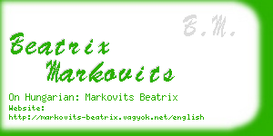 beatrix markovits business card